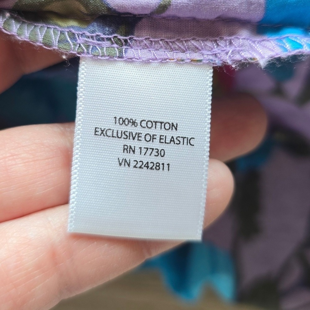 Floral Strapless Maxi Dress Size 2 Purple Blue Cotton vacation resortwear summer - Picture 7 of 7
